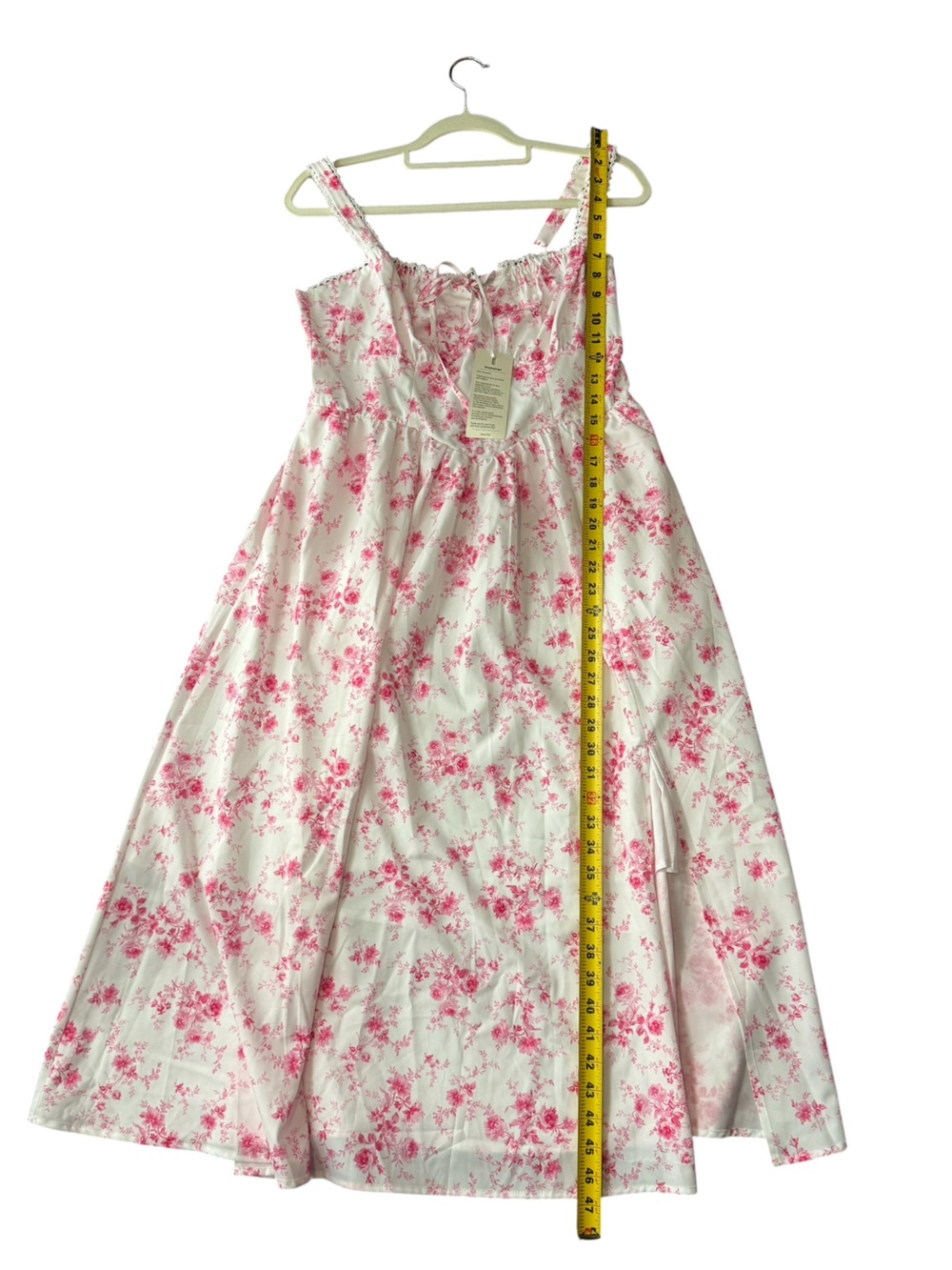 Floral Pink Midi Sundress with Tie Front - - Picture 9 of 16